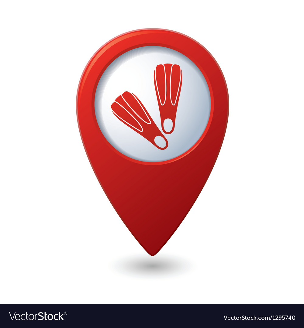 Map pointer with flippers icon