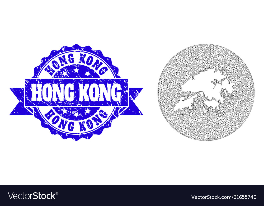 Network mesh circle inverted map hong kong Vector Image