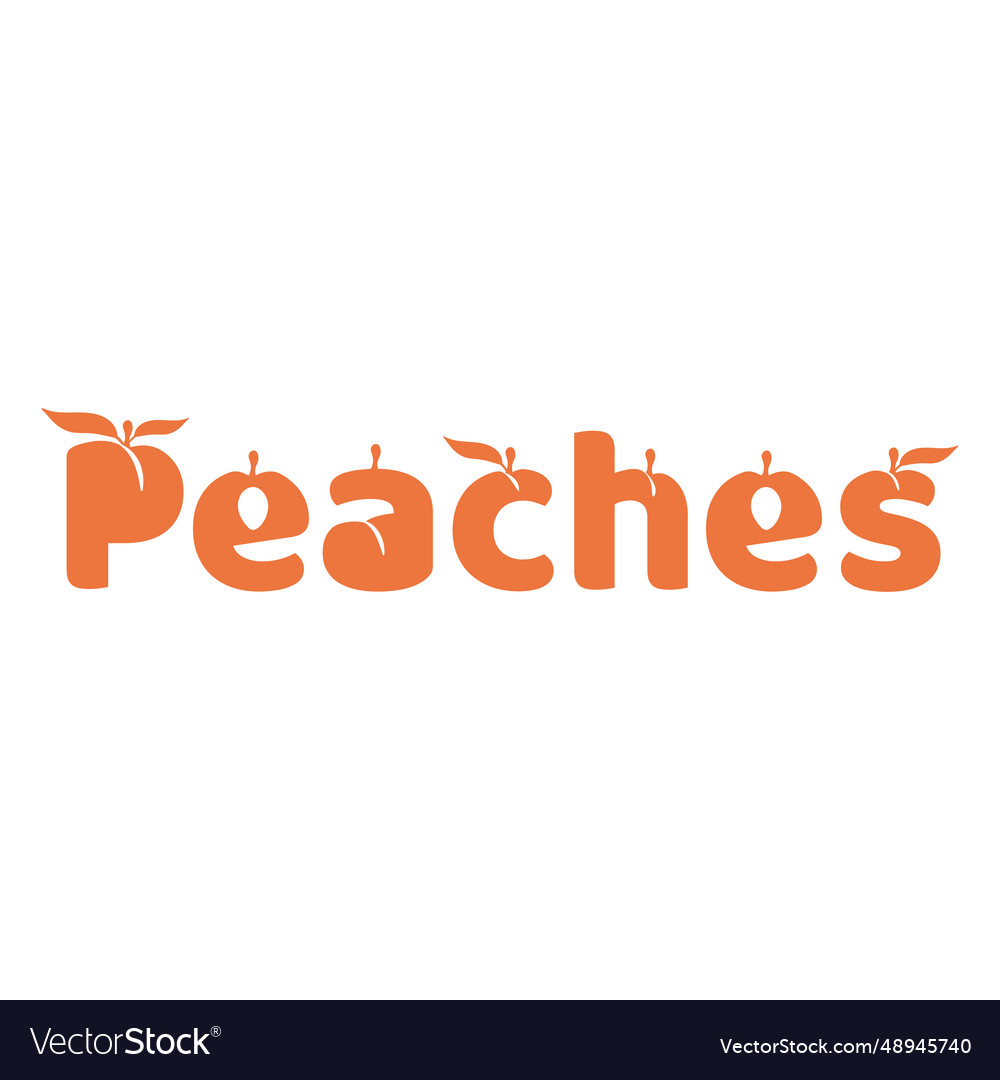 Peaches shape lettering label cut out Royalty Free Vector