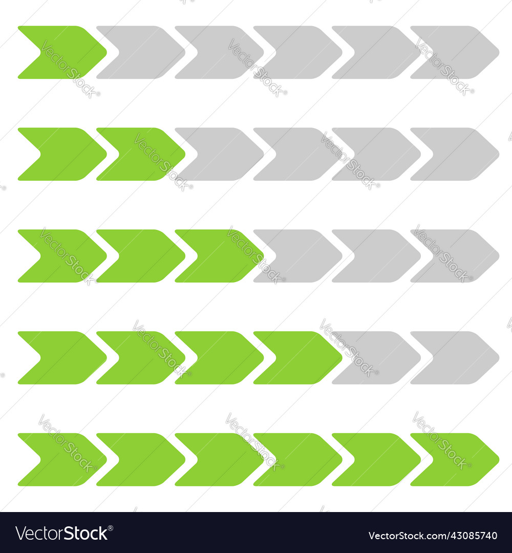 Progress bar level indicator arrows with 6 steps vector image Progress bar level indicator arrows with 6 steps