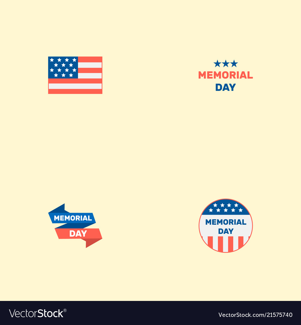 Set memorial icons flat style symbols