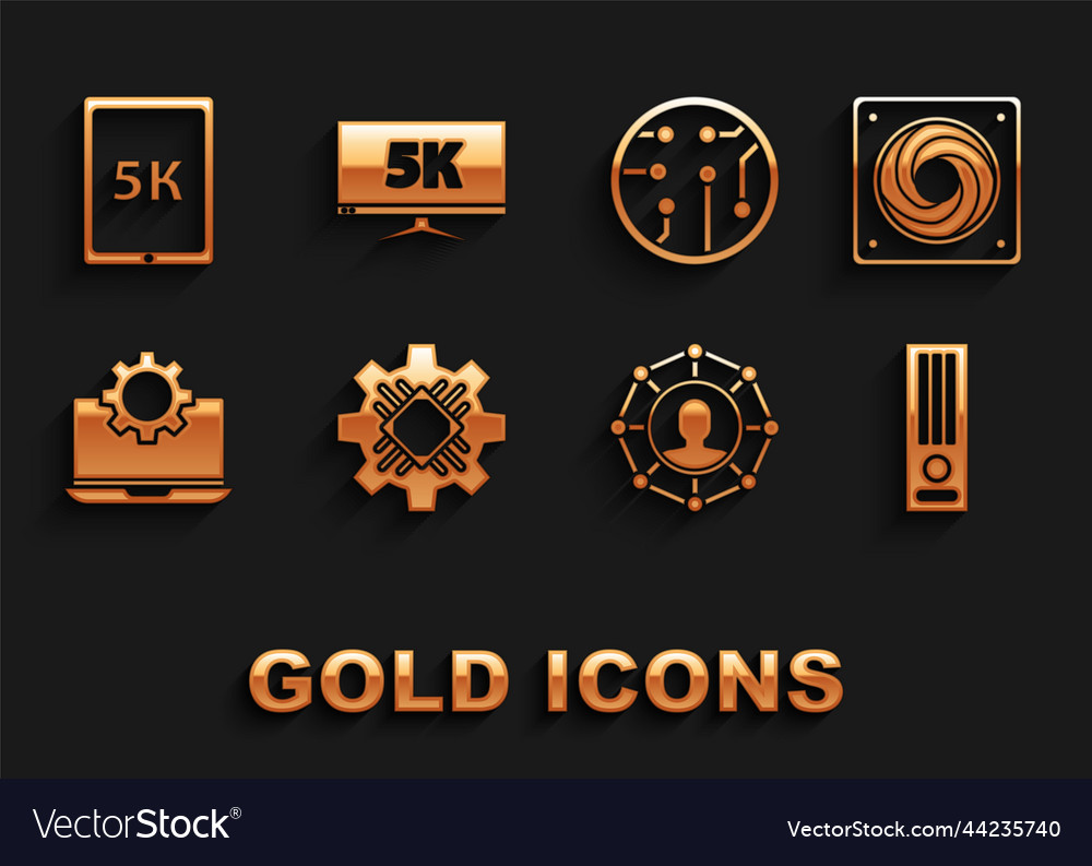 Set processor computer cooler video game console vector image Set processor computer cooler video game console