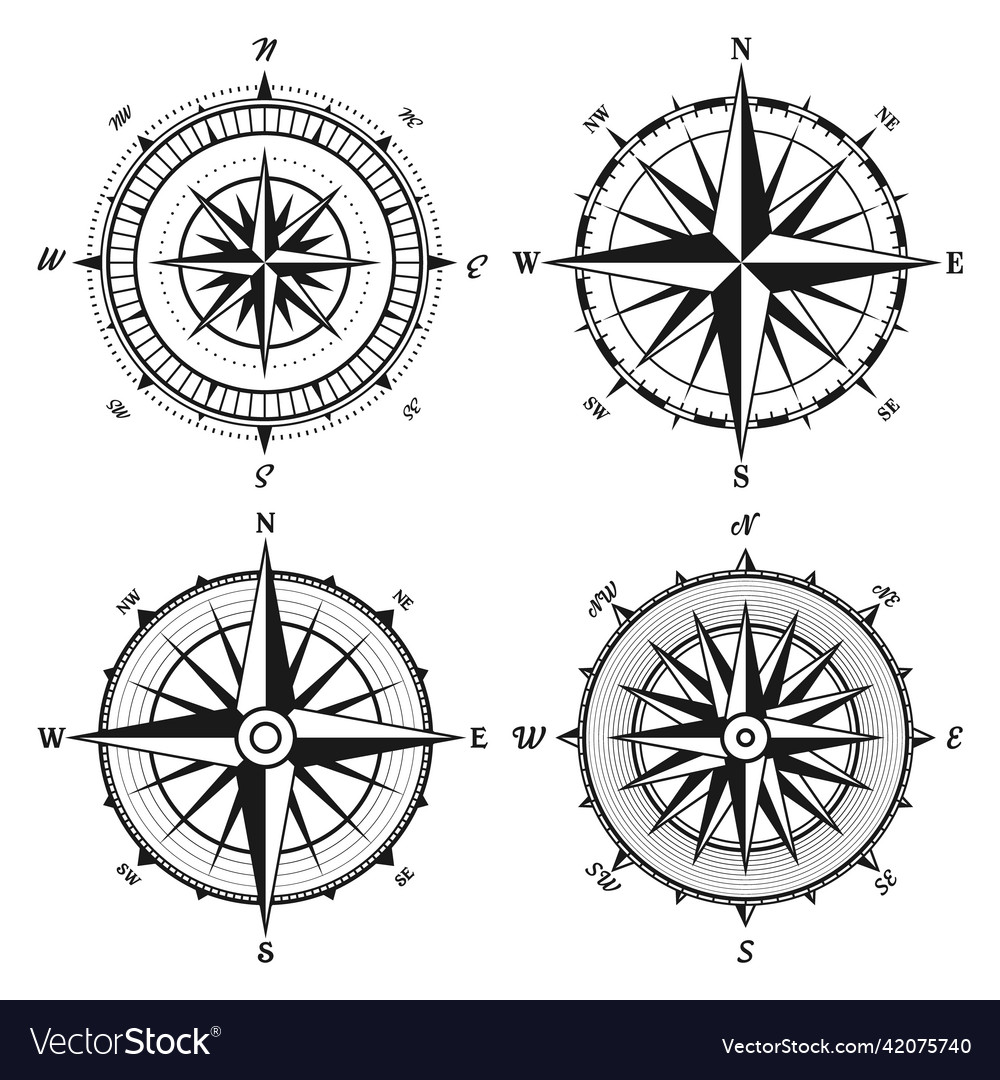 Vintage marine wind rose nautical chart Royalty Free Vector