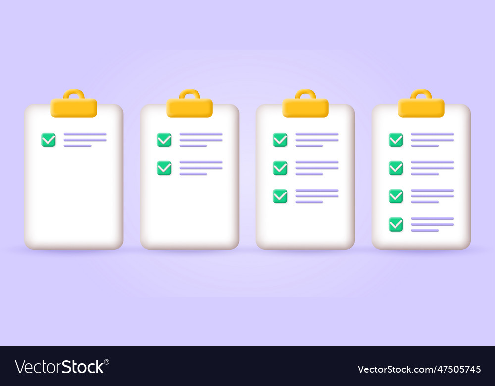 3d checklist icon set check list on clipboard Vector Image 3d checklist icon set check list on clipboard