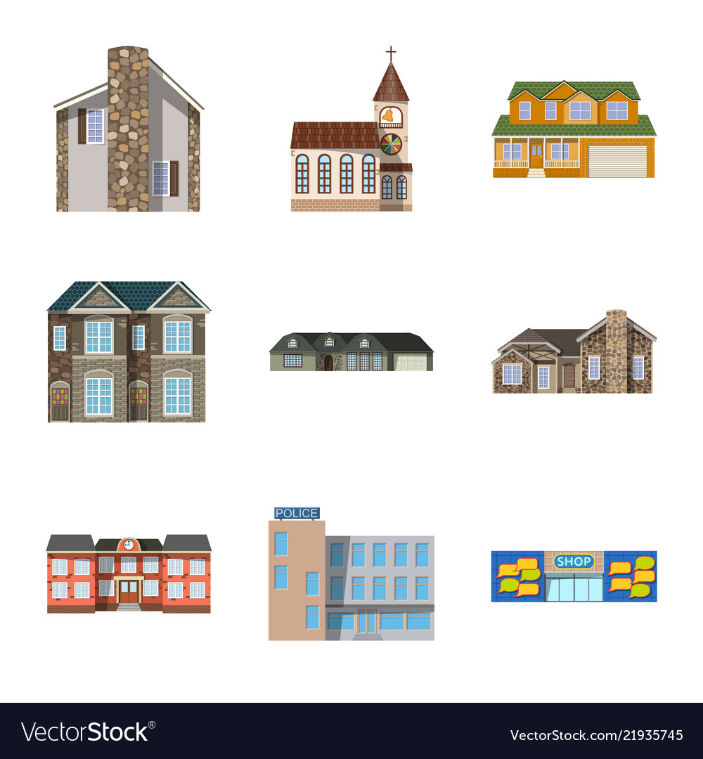 Design of building and front symbol set vector image Design of building and front symbol set