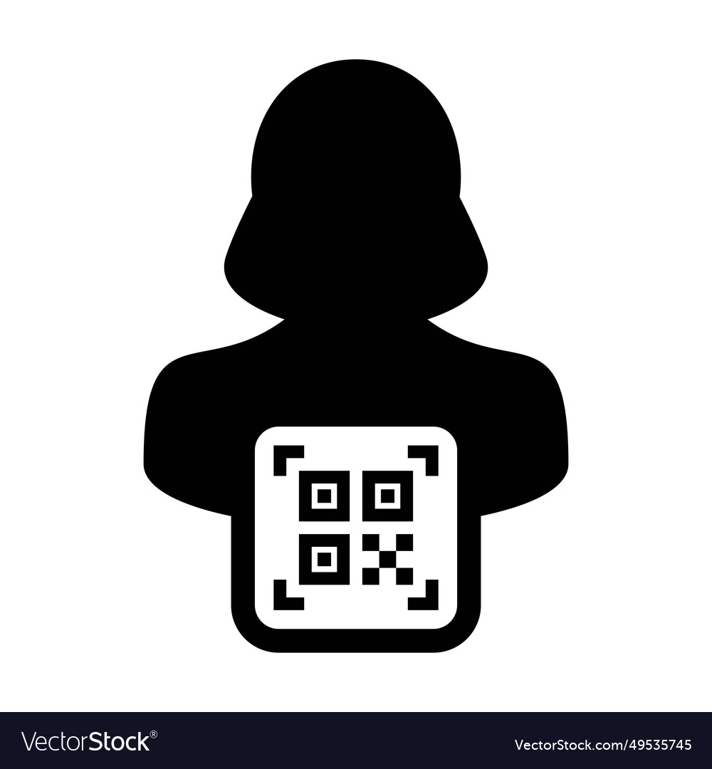 Digital id icon avatar with qr code for biometric vector image Digital id icon avatar with qr code for biometric