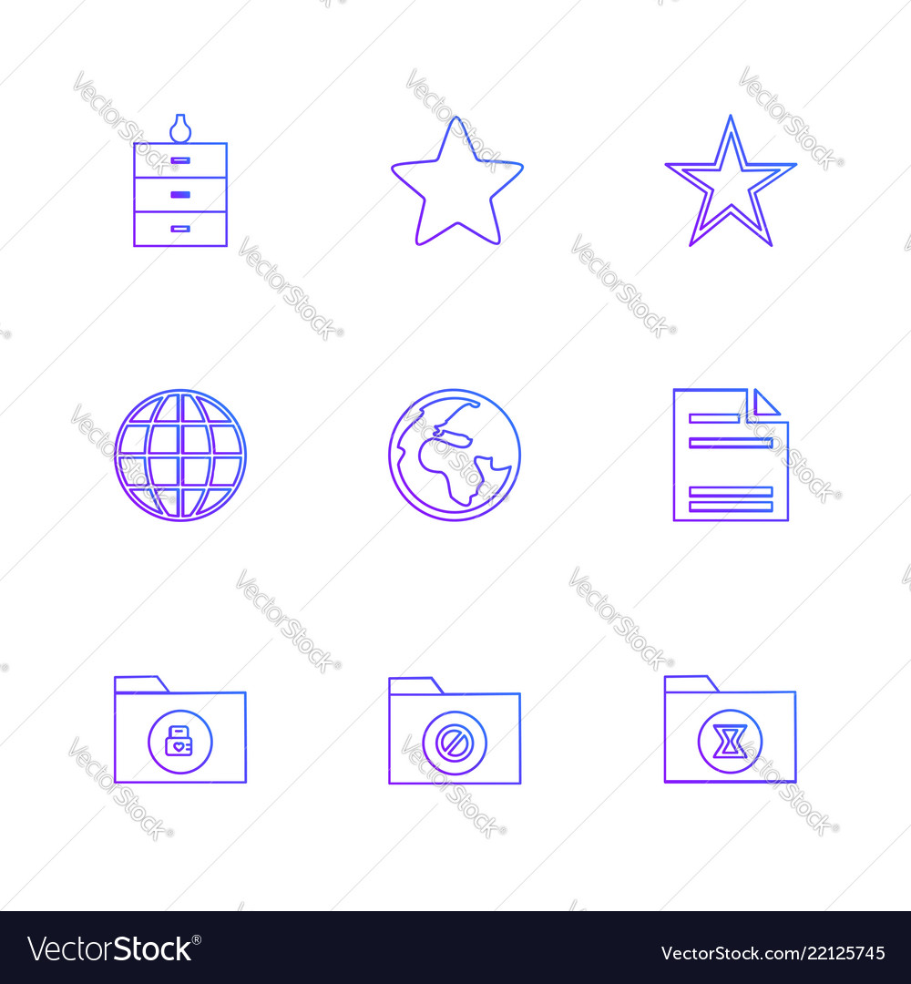 Files folders globe world stars eps icons set