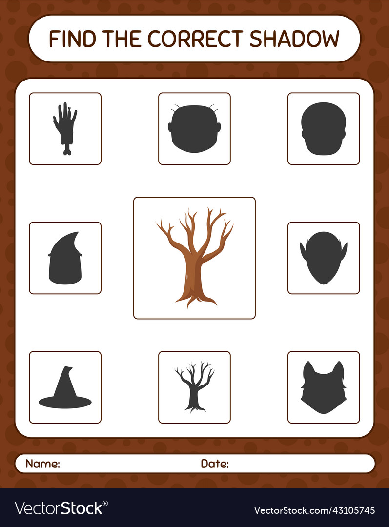 Find the correct shadows game with tree worksheet