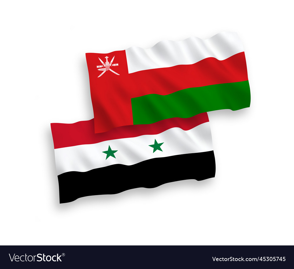 Flags of sultanate of oman and syria on a white Vector Image