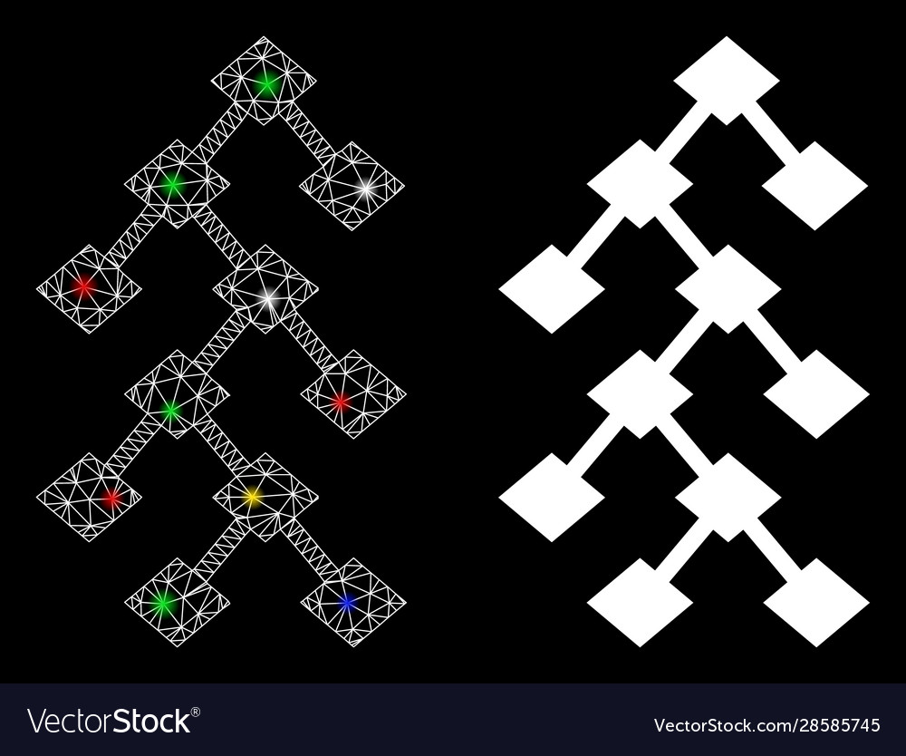 Flare mesh wire frame binary tree icon with