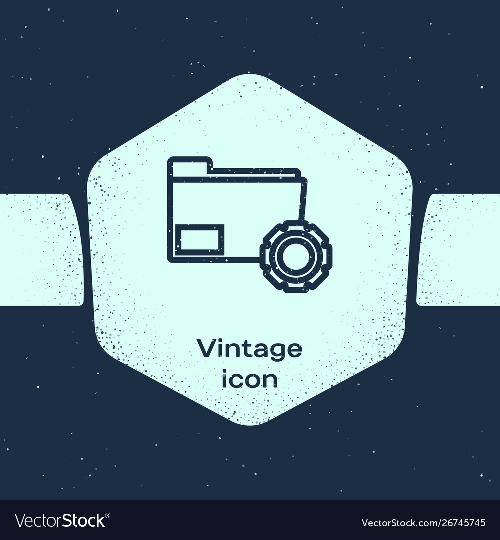 Grunge line folder settings with gears icon vector image Grunge line folder settings with gears icon