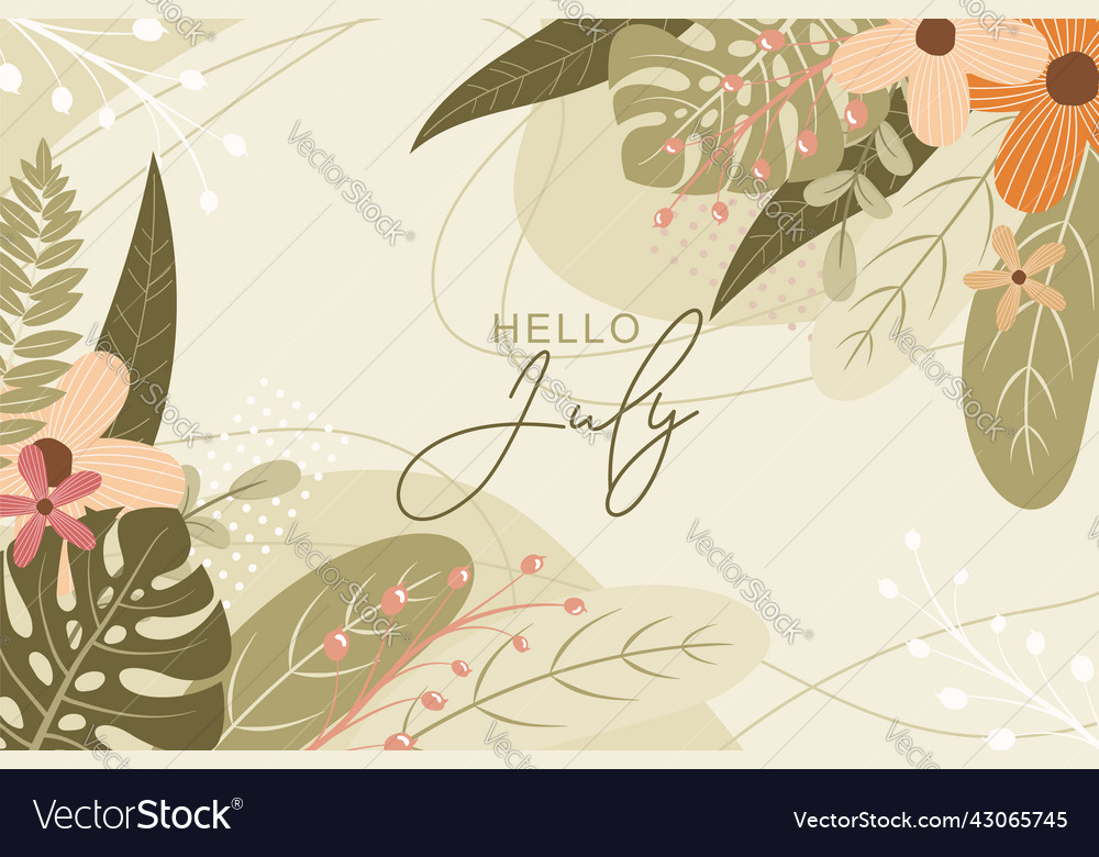 Hello july greetings with soft background design