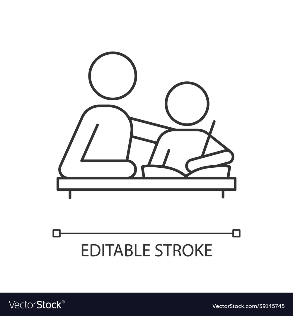 Helping with homework linear icon vector image Helping with homework linear icon