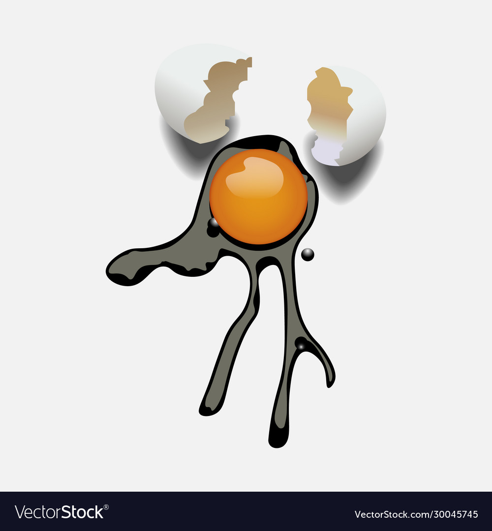 Image realistic egg with broken shell and yolk