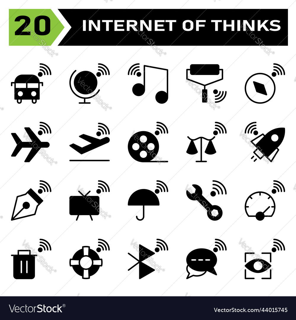 Internet of things icon set include bus vector image Internet of things icon set include bus