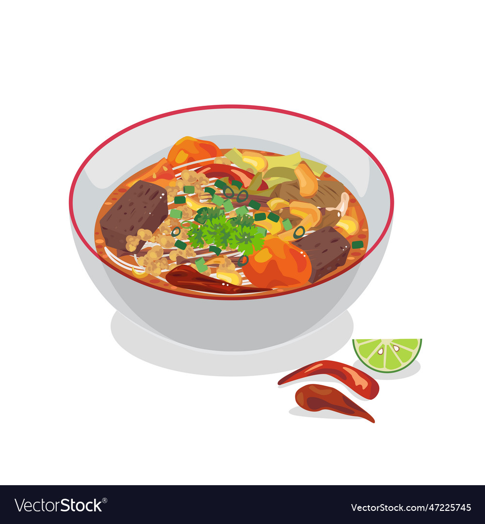 Kanom jeen nam ngiao Royalty Free Vector Image