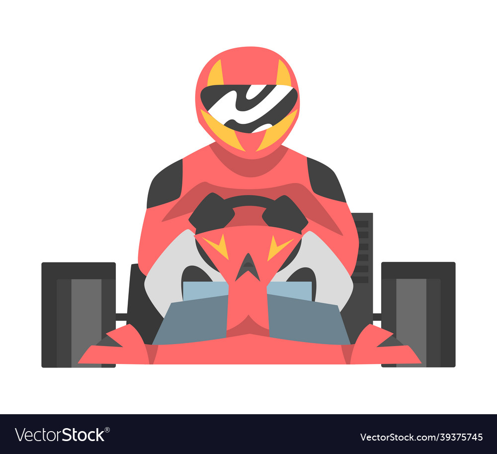 Kart racing or karting with man racer in open Vector Image