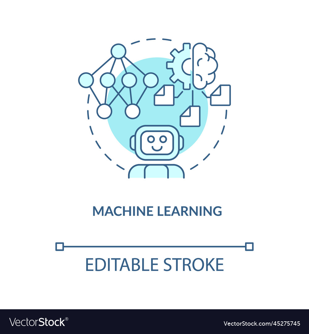 Machine learning turquoise concept icon Royalty Free Vector