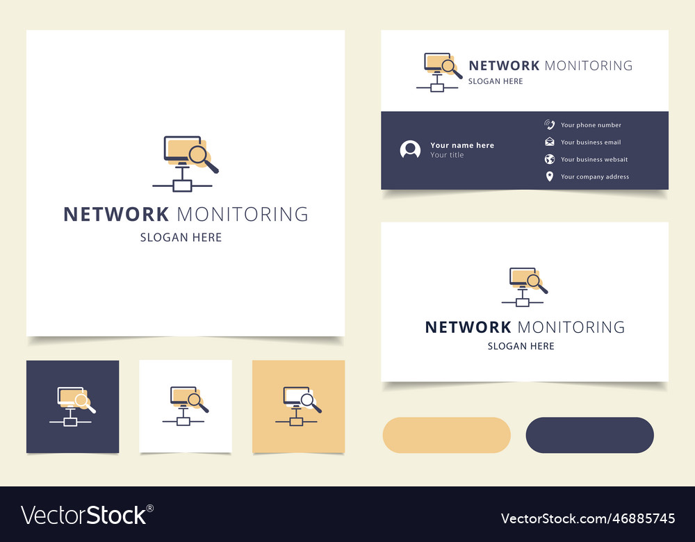 Networking monitoring logo design with editable