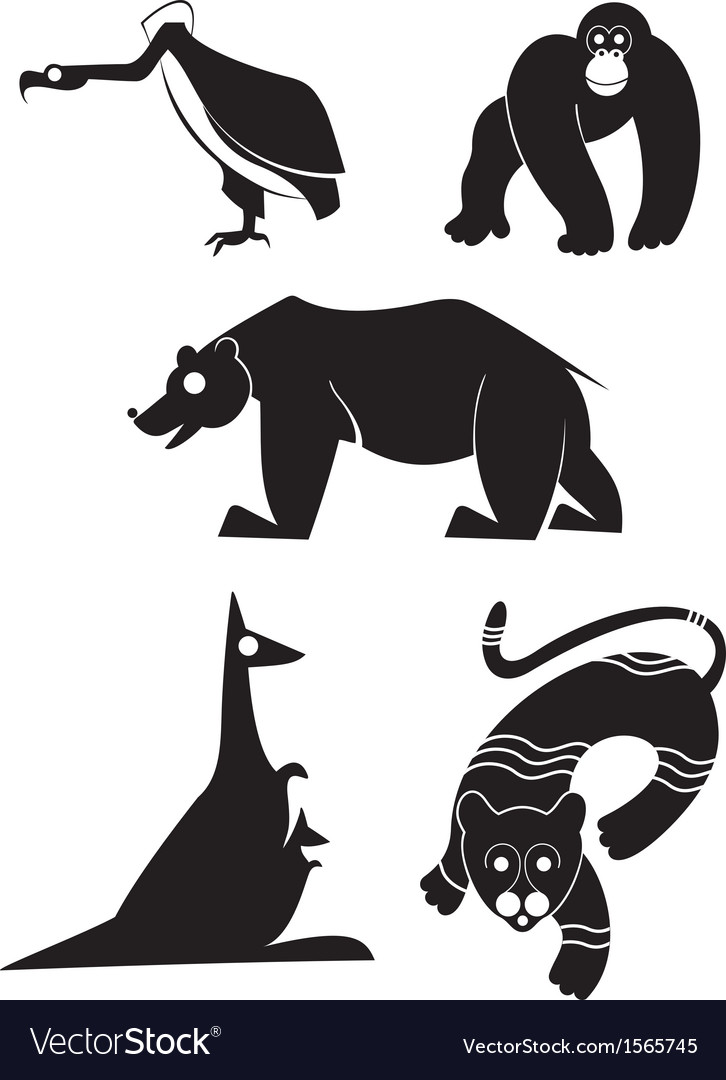 Original Art Animal Silhouettes Royalty Free Vector Image