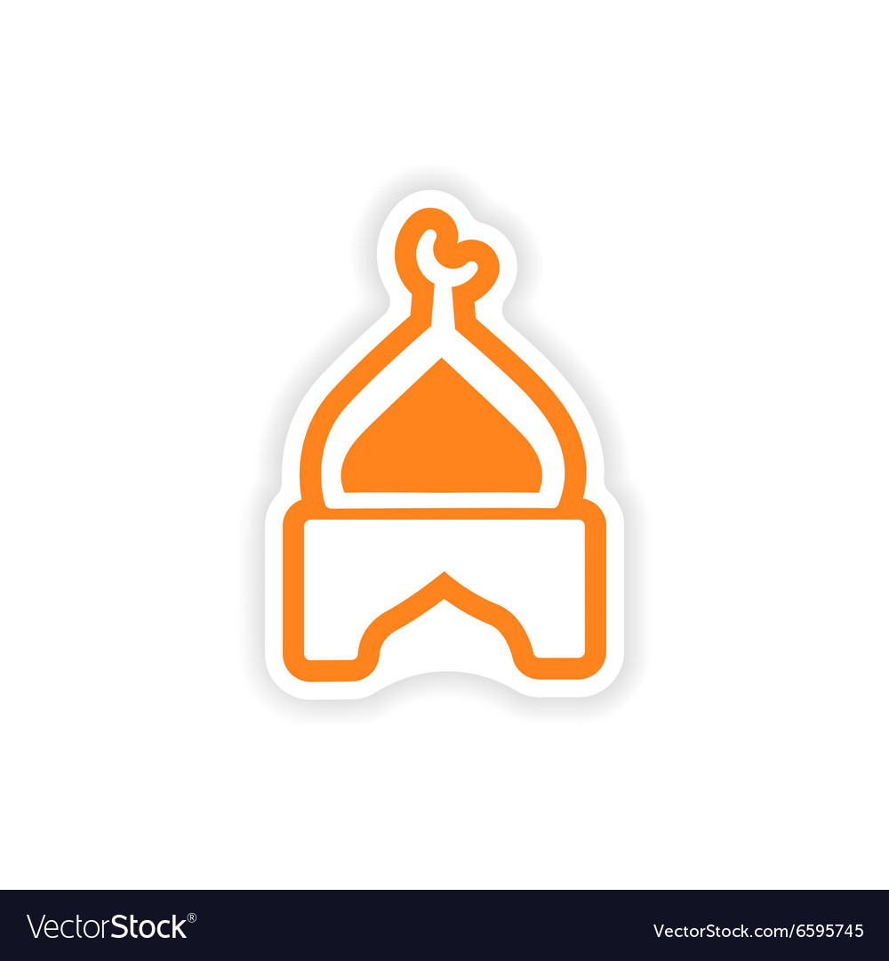 Paper sticker indian temple on white background