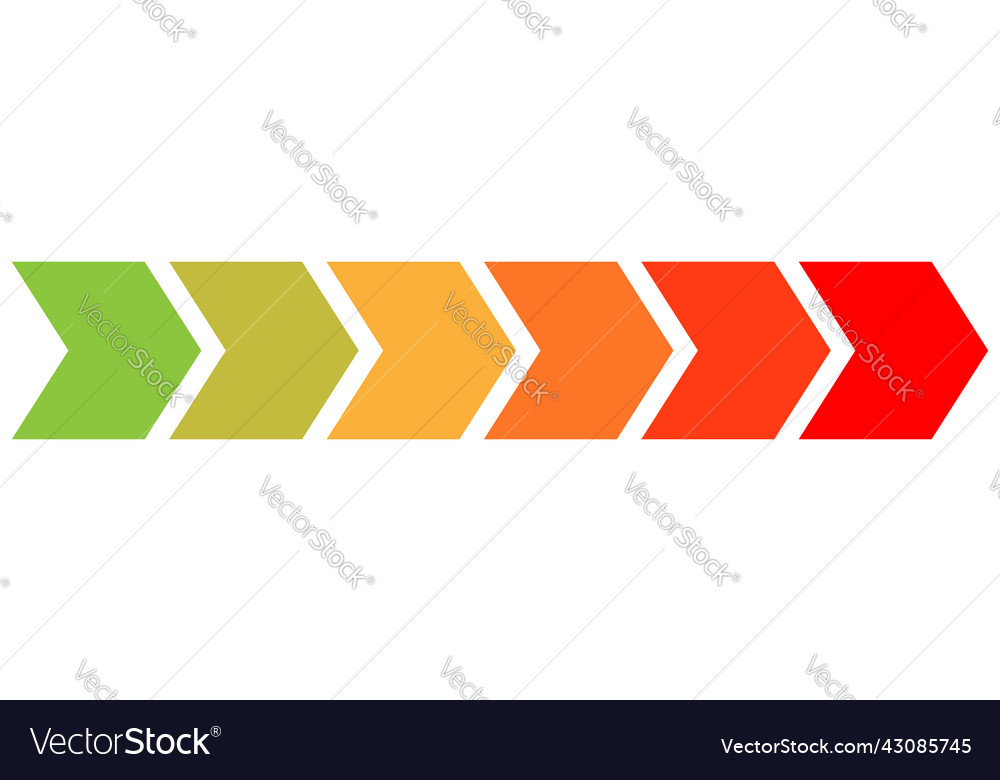 Progress bar level indicator arrows with 6 steps