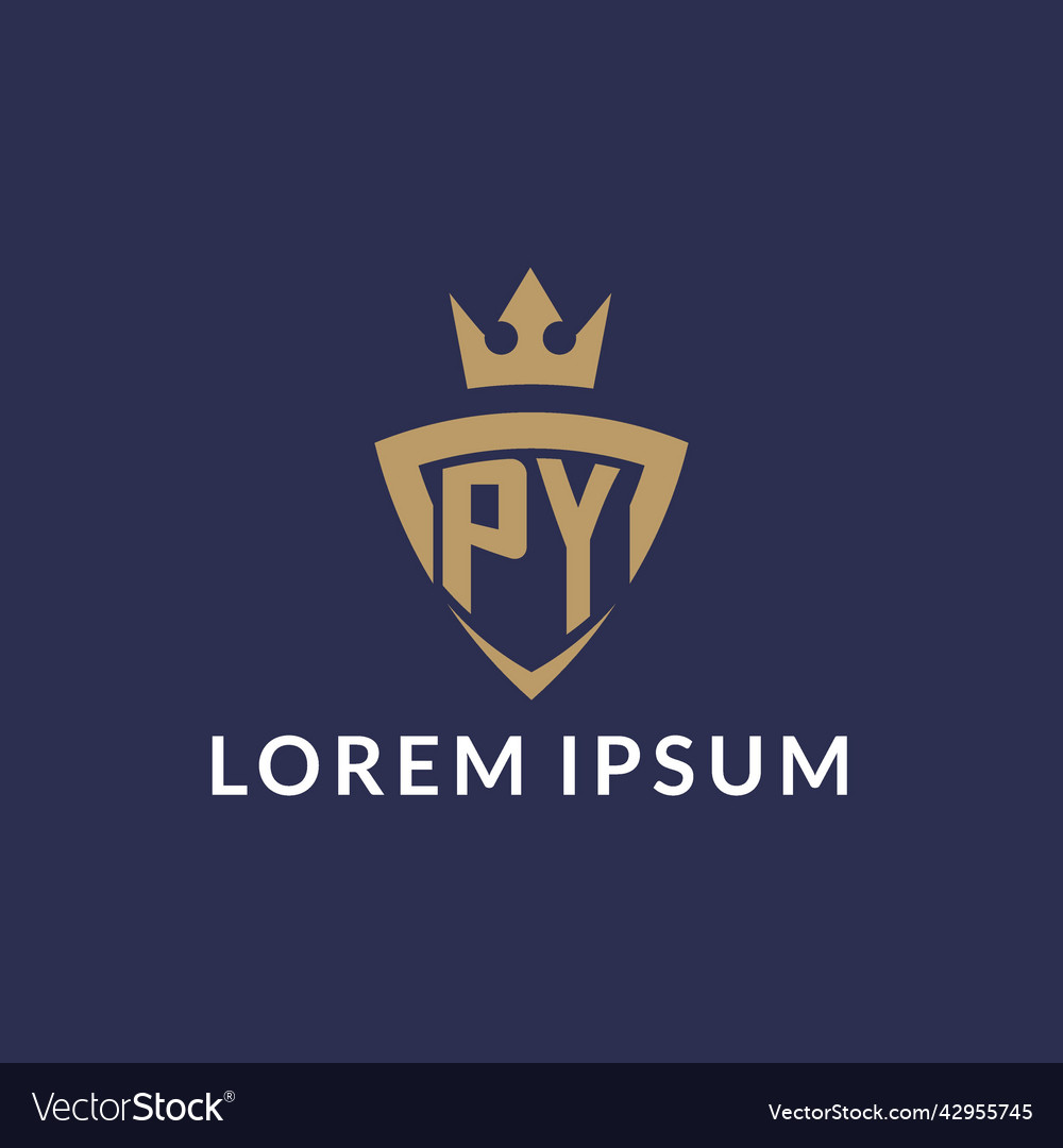 Py logo with shield and crown monogram initial