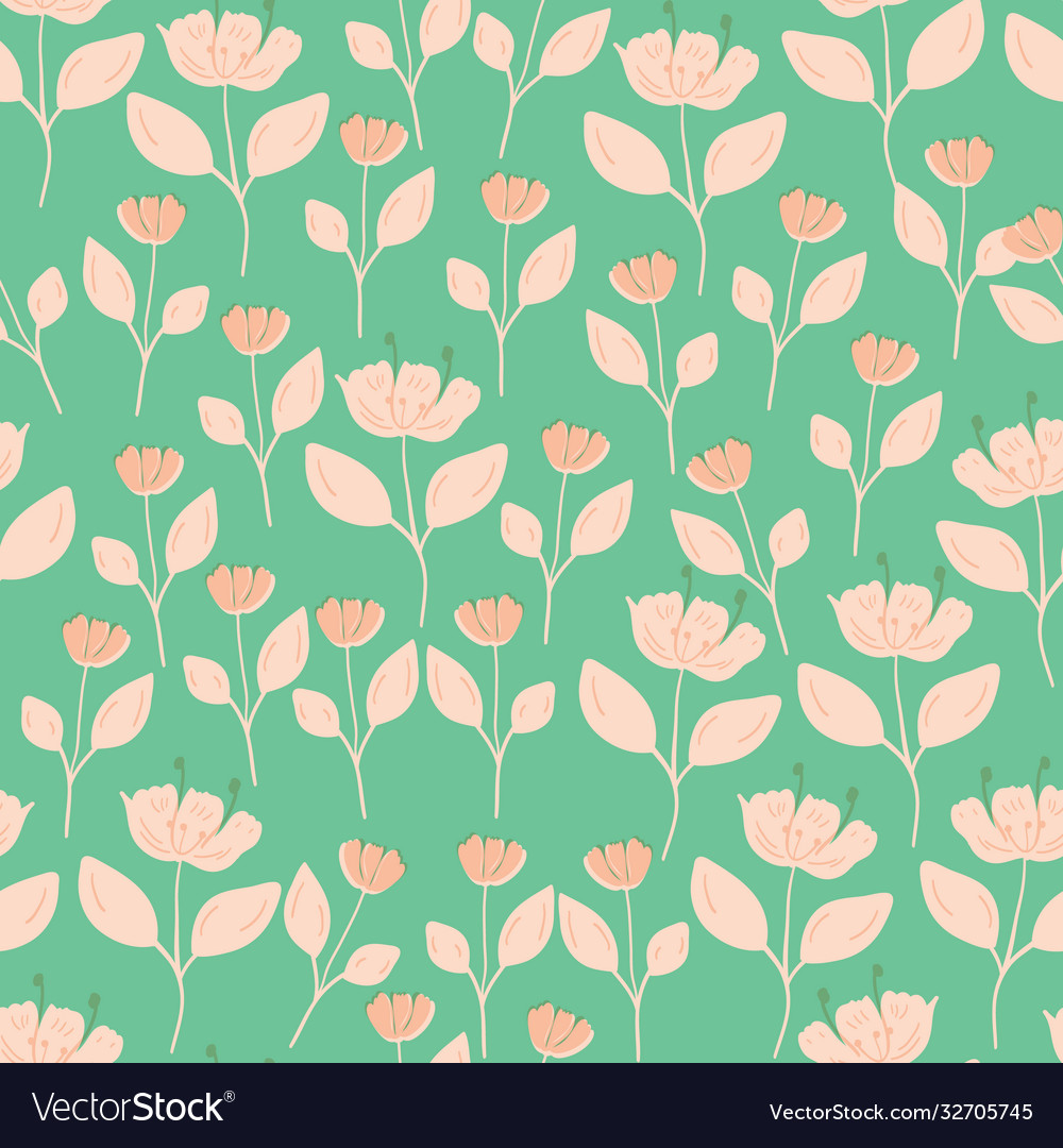 Seamless floral pattern with hand drawn flower