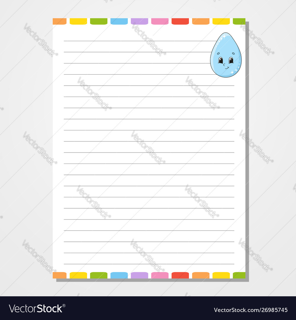 Sheet template for notebook notepad diary funny vector image Sheet template for notebook notepad diary funny