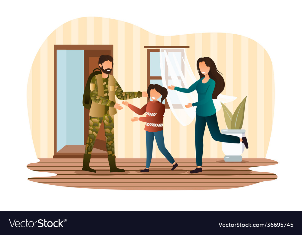 Soldat vereint mit Familie