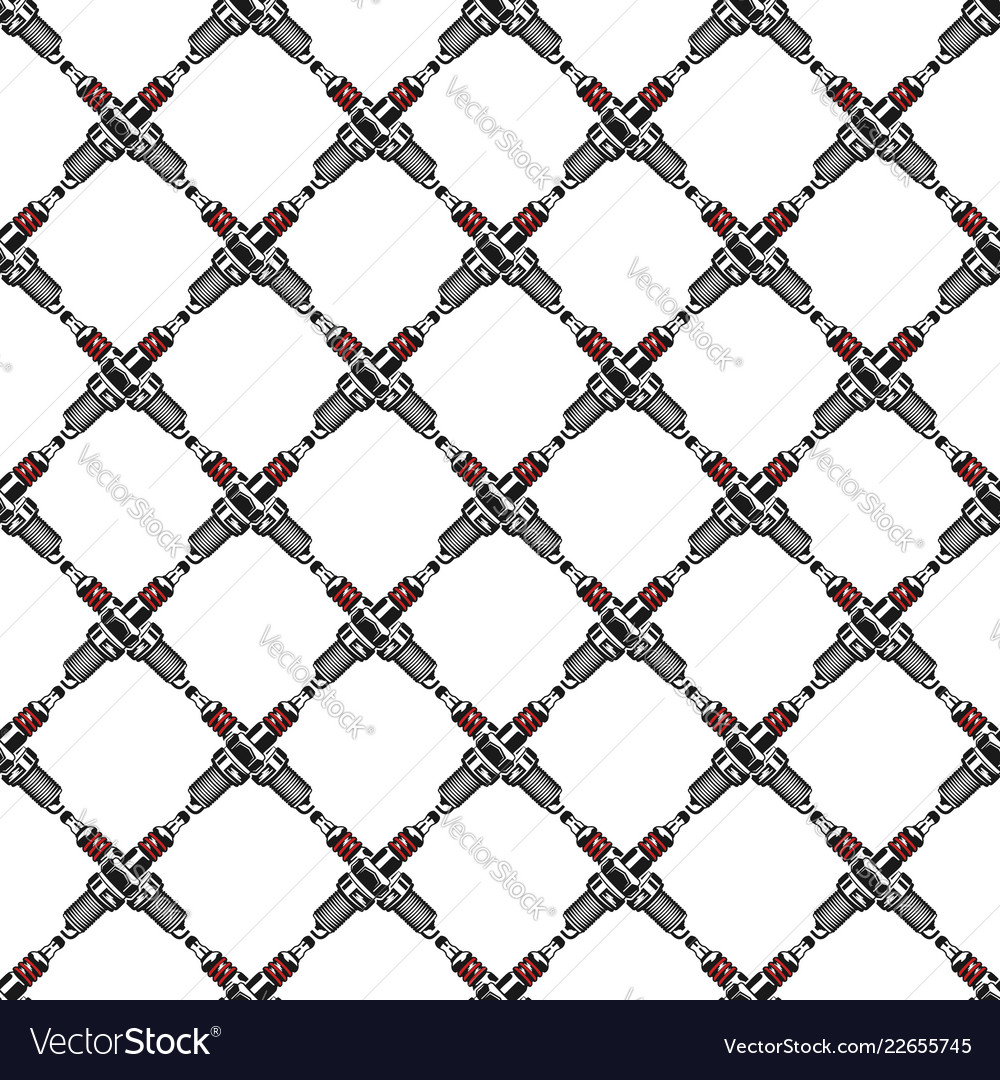 Spark plugs pattern garage seamless symbols vector image Spark plugs pattern garage seamless symbols