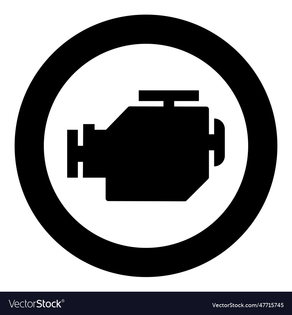 Symbol engine car icon in circle round black