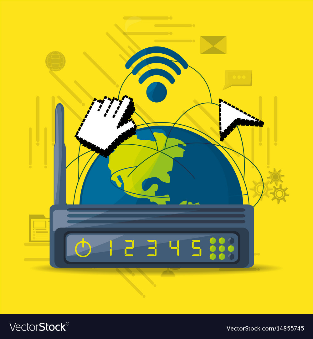 Wifi router icon related with internet around