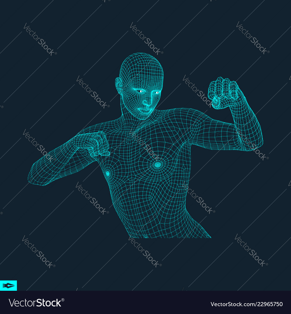 3d model of man polygonal design geometric