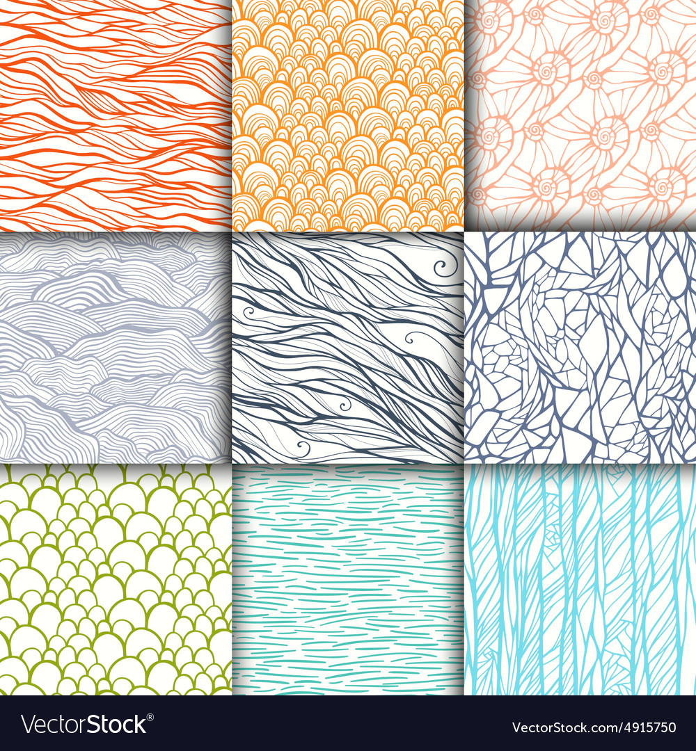 Abstract doodle seamless patterns set