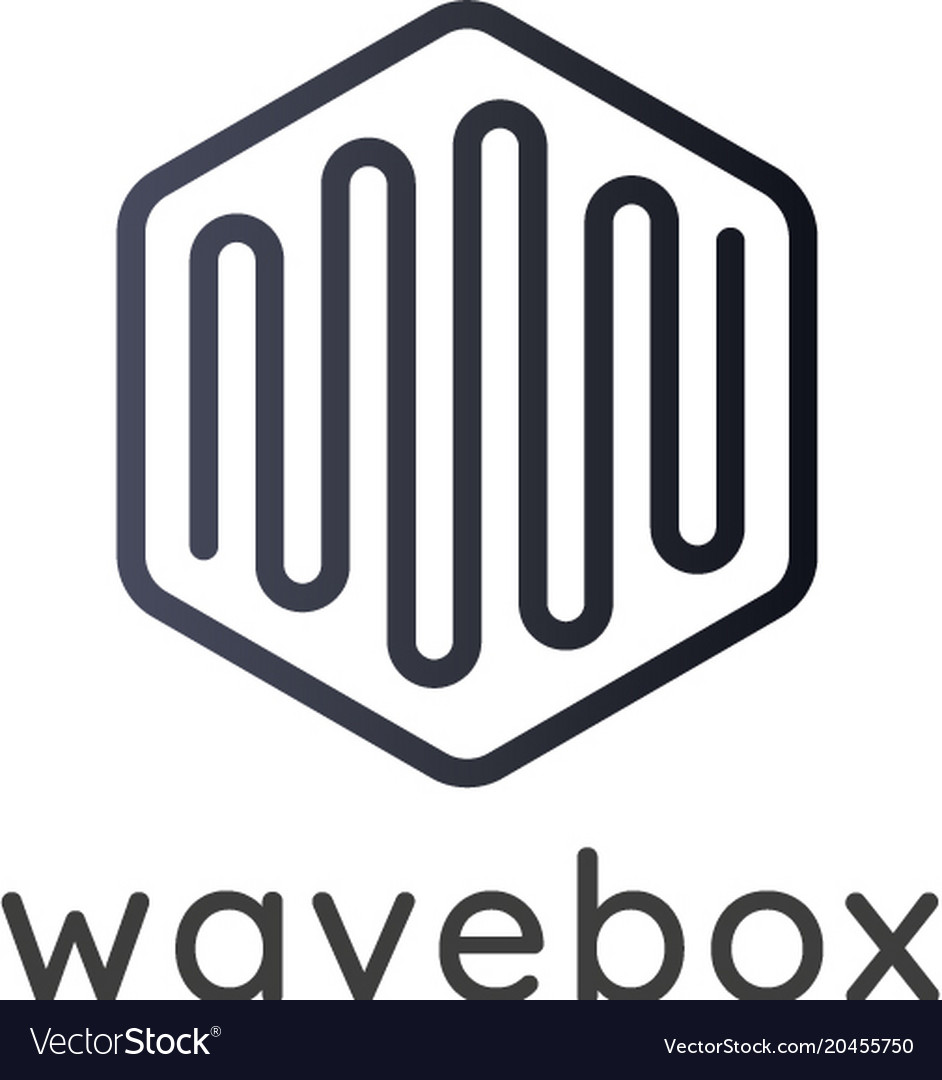 Abstract hexagonal box cube with audio wave