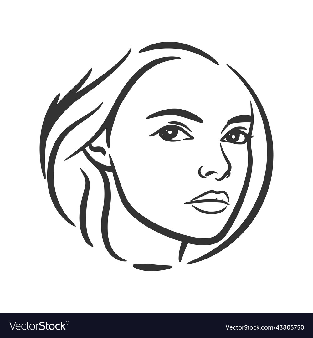 Beauty woman logo design line art Royalty Free Vector Image