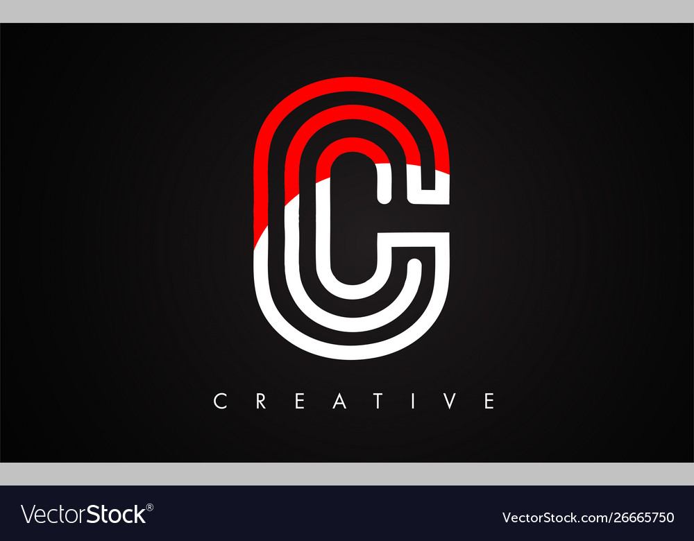 C red and black letter modern trendy design logo