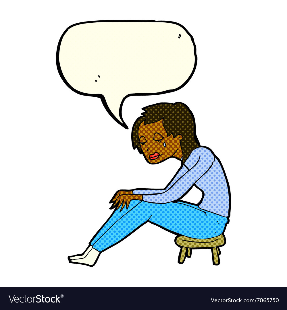 Cartoon crying woman with speech bubble