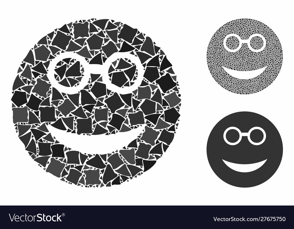 Clever smiley mosaic icon humpy items vector image Clever smiley mosaic icon humpy items