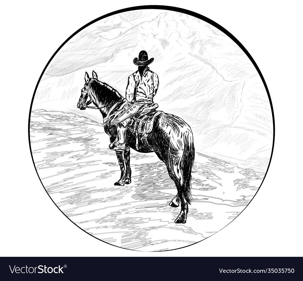 Cowboy over gorge Royalty Free Vector Image - VectorStock