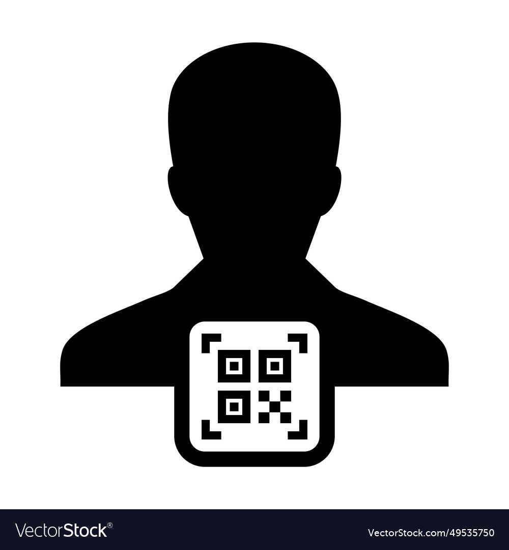 Digital id icon avatar with qr code for biometric vector image Digital id icon avatar with qr code for biometric