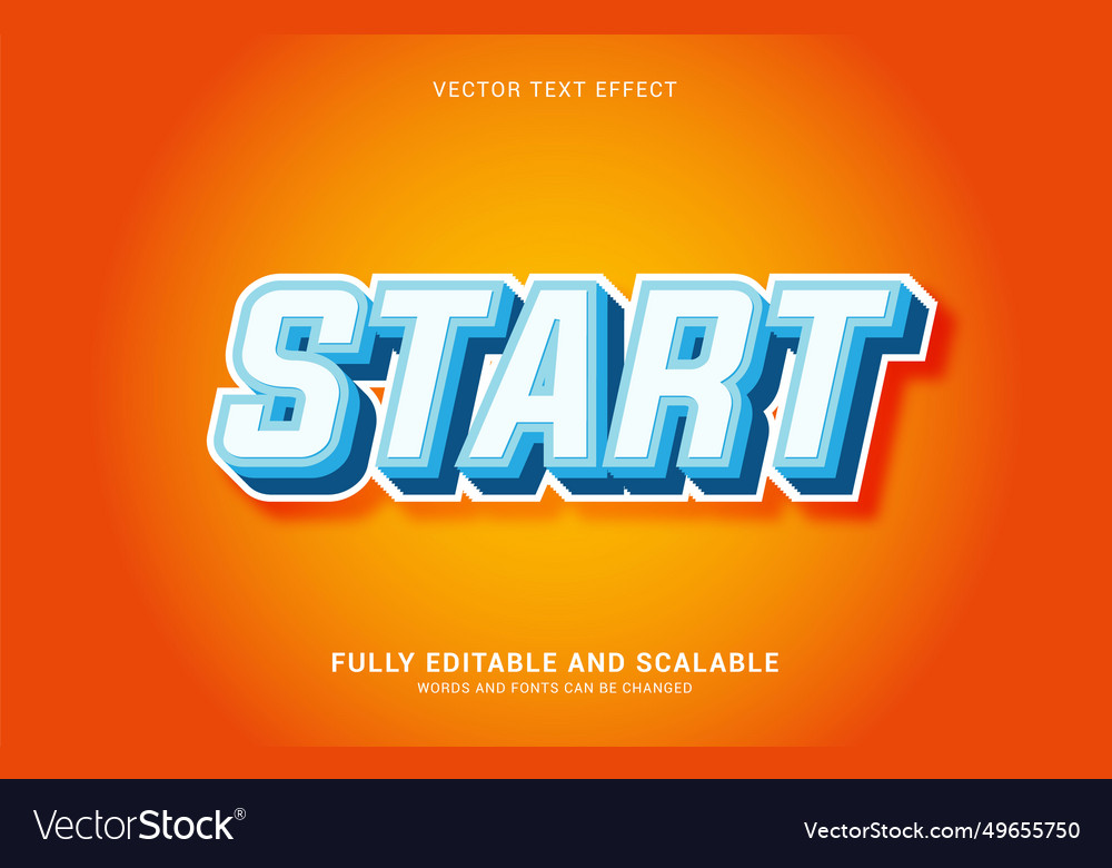 Editable text effect start style