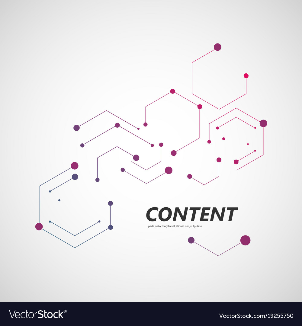Line and dots connect geometric hexagon abstract
