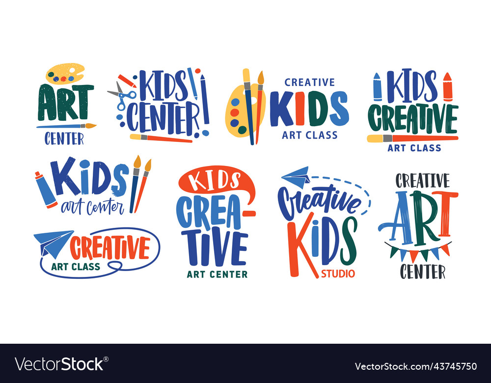 Logo of art class or creative studio lettering set