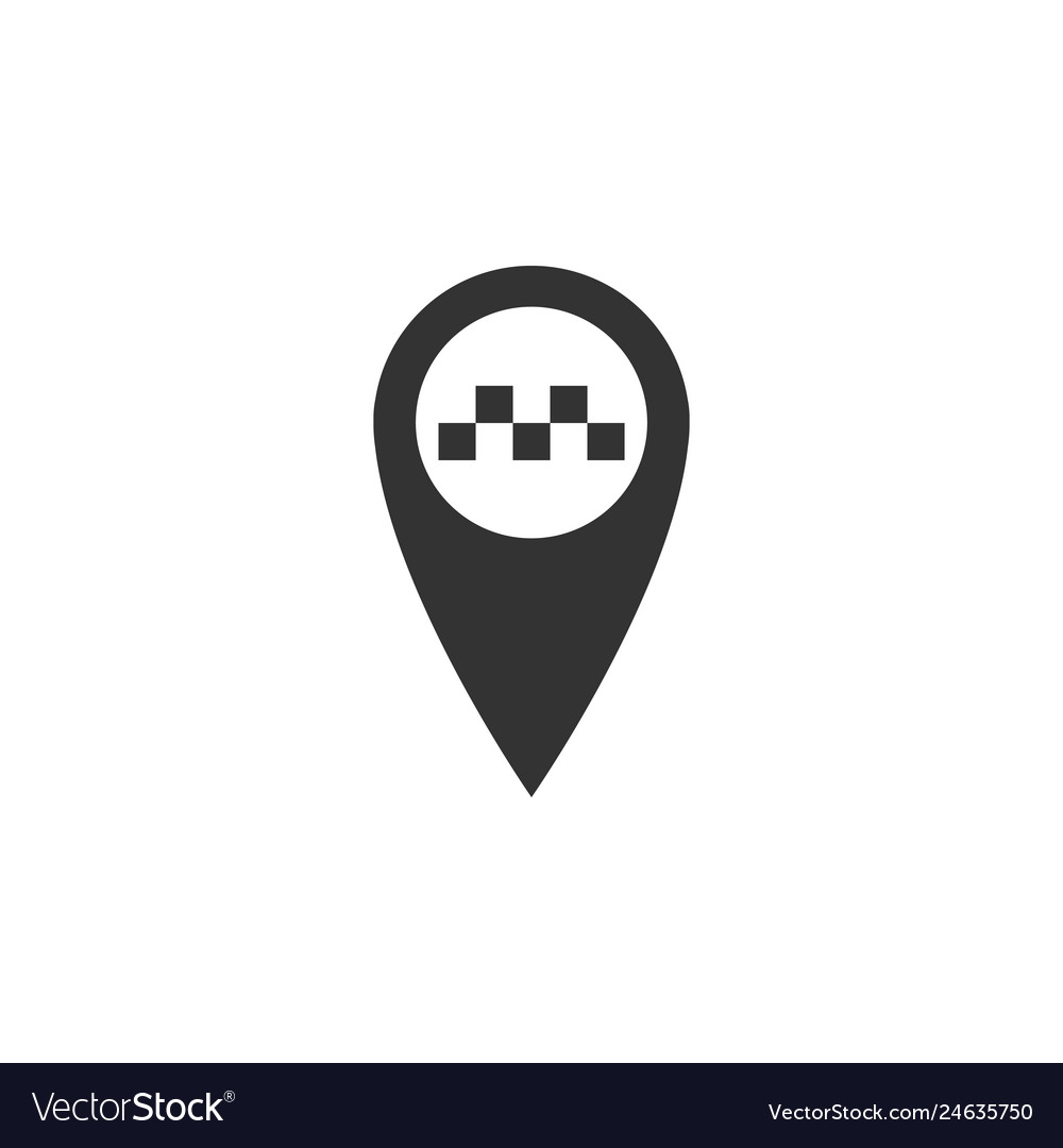 Map pointer with taxi icon isolated flat design vector image Map pointer with taxi icon isolated flat design