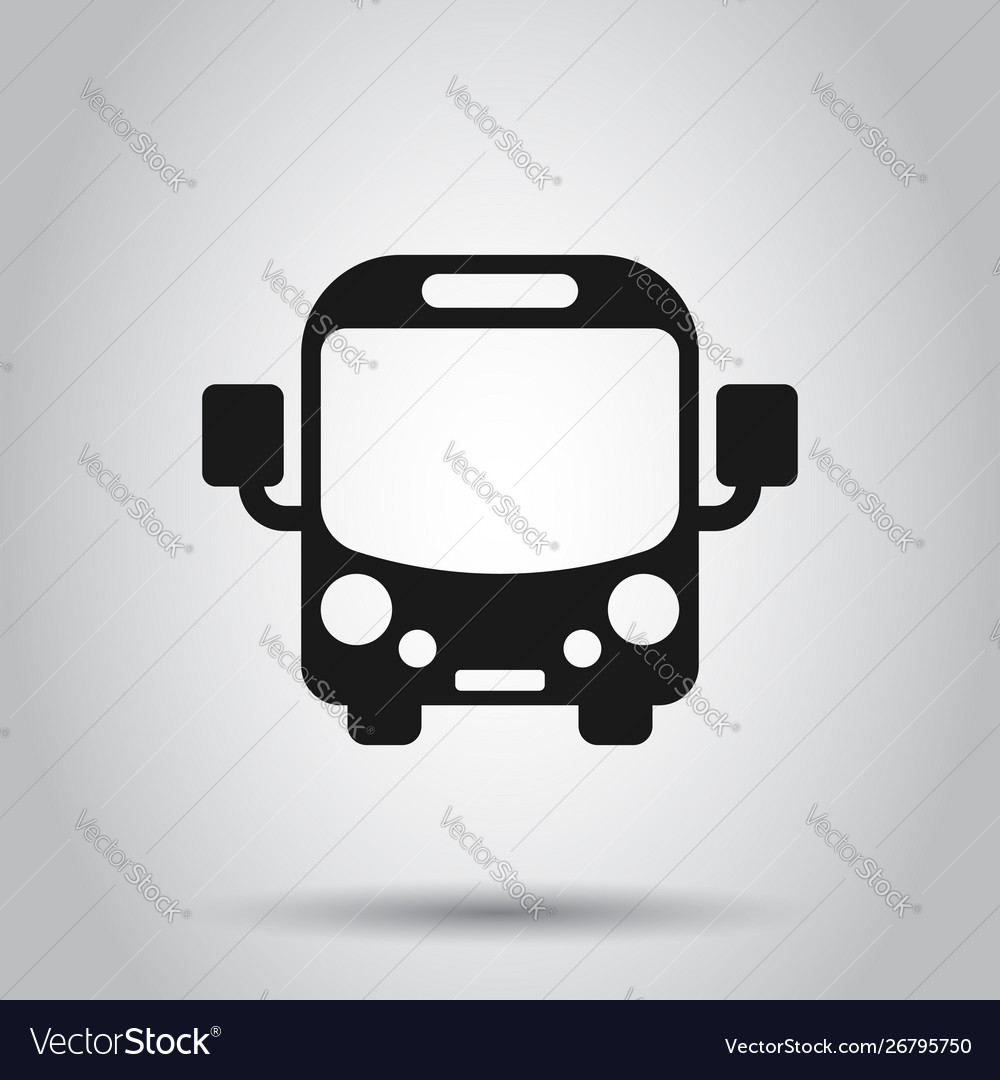 School bus icon in flat style autobus on isolated