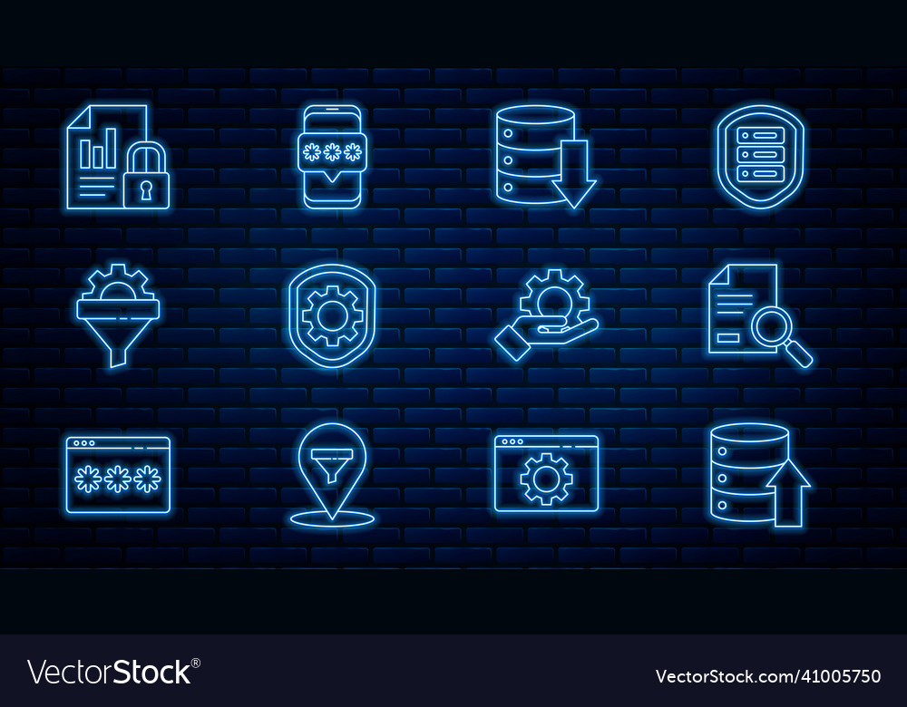 Set line server data web hosting document Vector Image Set line server data web hosting document