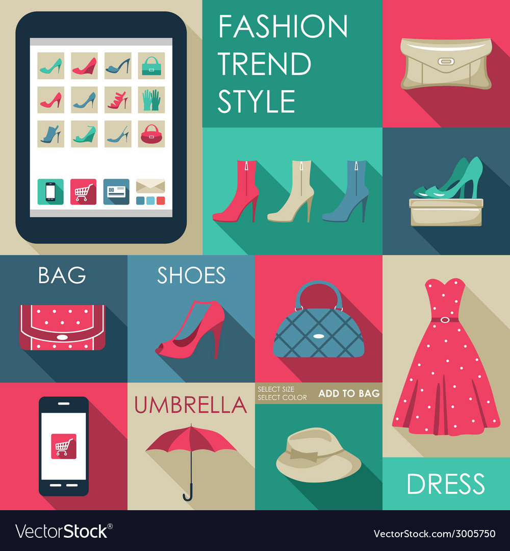 Set Of Flat Design Fashion Icon For Web And Mobile