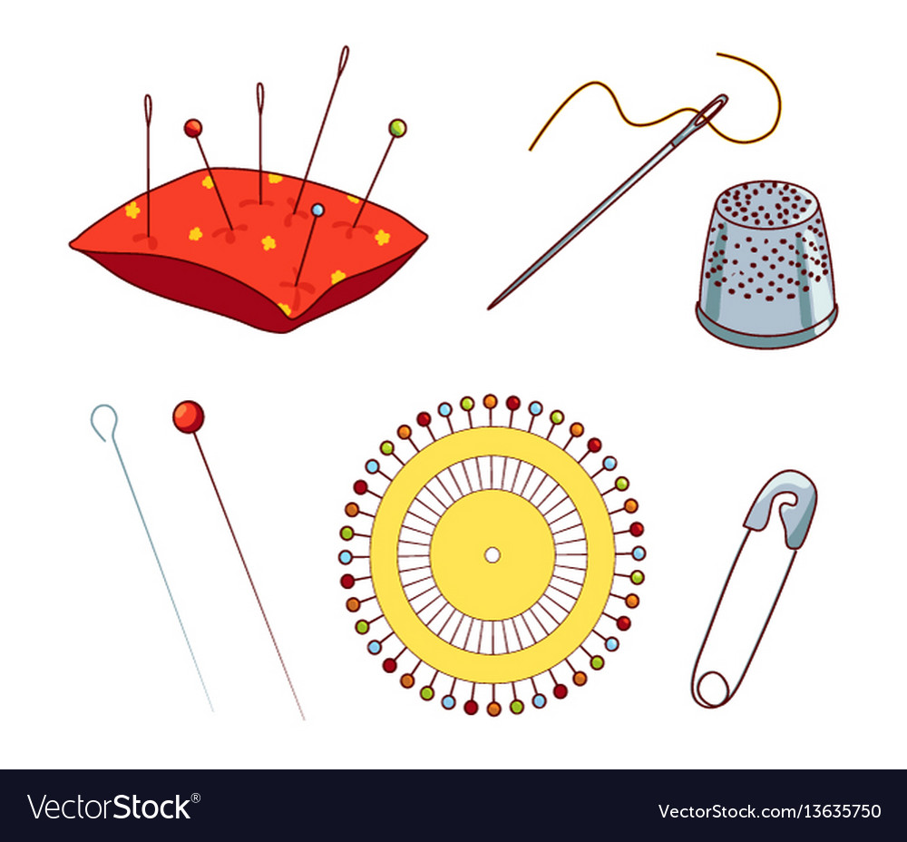 Sewing needles and pins Royalty Free Vector Image